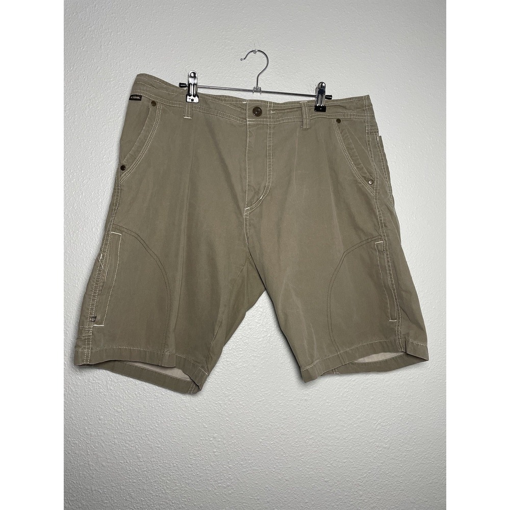 Kuhl Born in‎ the Mountains Khaki Shorts Gray Men's Side Zip Pockets Size 36 EUC